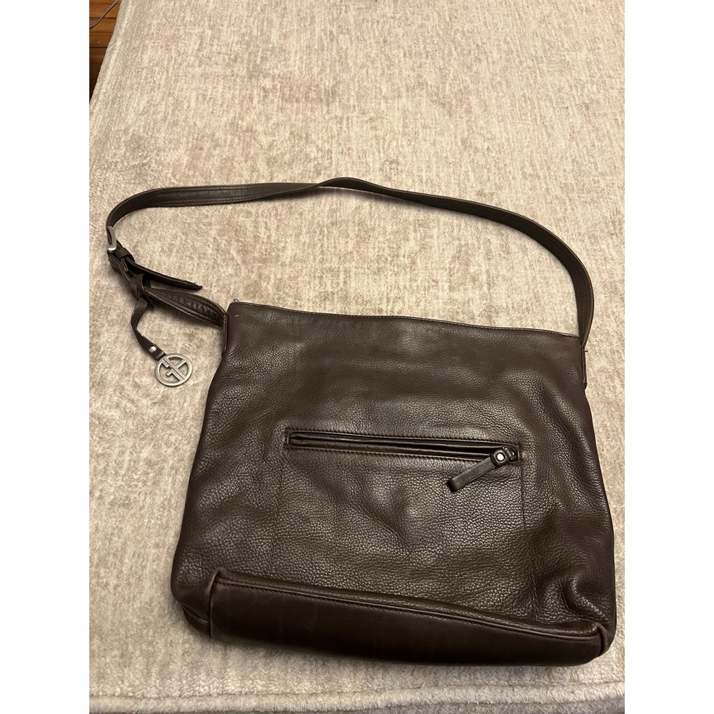 Giani Bernini Nappa Leather Venice Crossbody Brwn Soft Roomy Zip Front Adj Strap